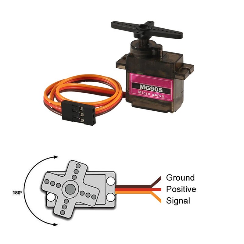 DORHEA 2Pcs MG90S Micro Servo Motor 9G Servo Geared Micro RC Servo Motor Smart Robot 180 Degree Compatible with Raspberry Pi Project Car Helicopter Airplane Boat - Image 2
